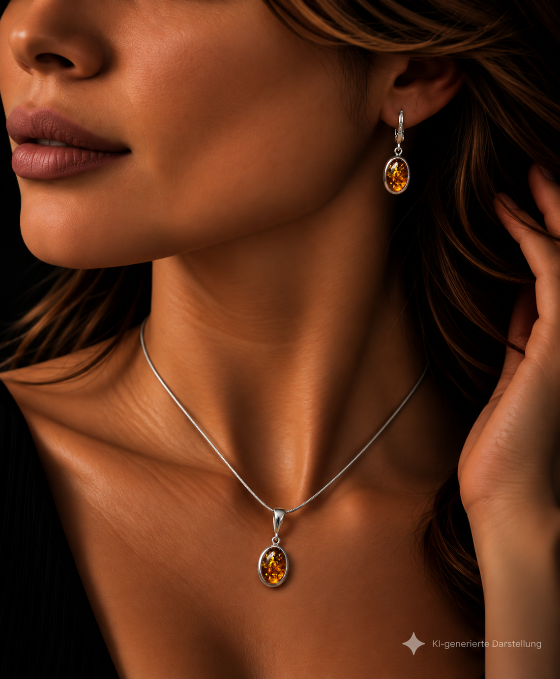 Schmuck-Set "Amber Power" · 925 Sterling Silber · Unikat