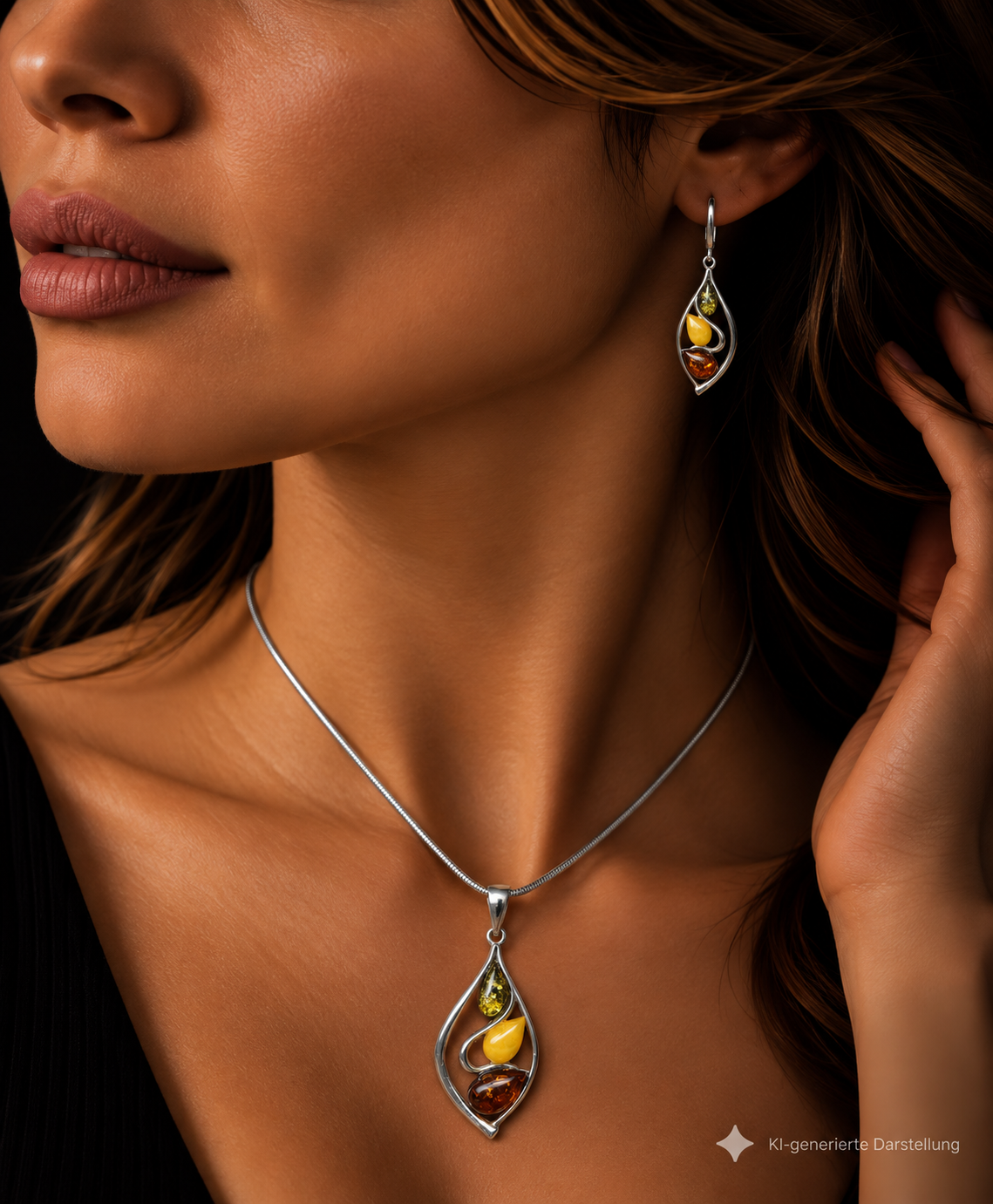 Schmuck-Set "Amber Power" · 925 Sterling Silber · 3Color · Unikat