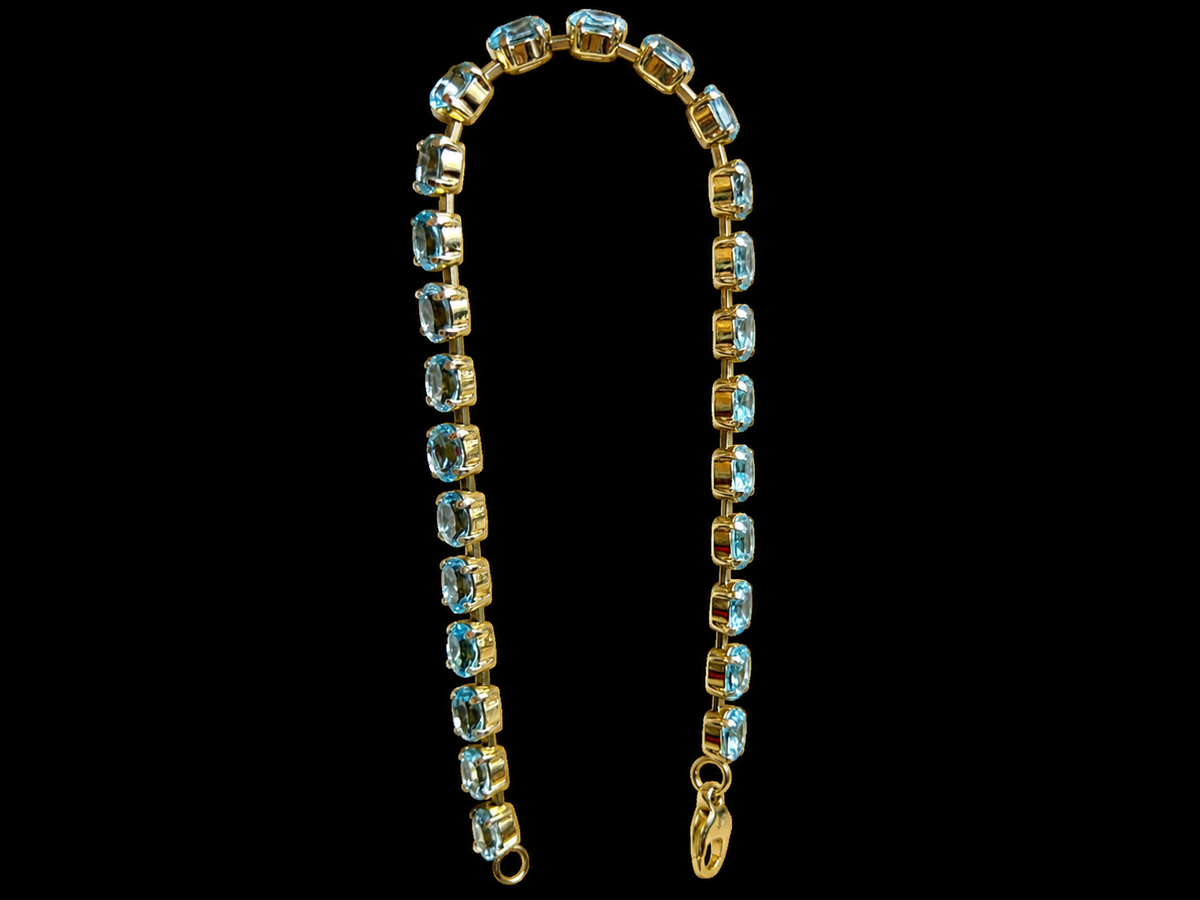 Edeltopas-Armband 333er Gold – Hellblau - Länge 19,5 cm - unisex