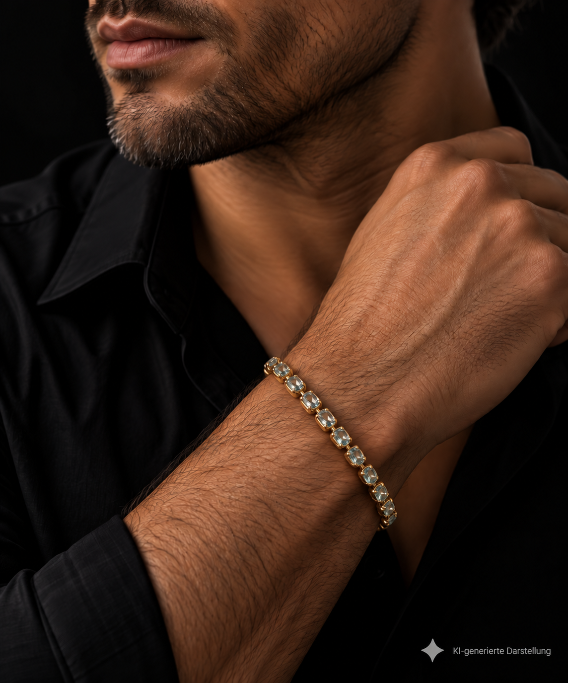 Edeltopas-Armband 333er Gold – Hellblau - Länge 19,5 cm - unisex