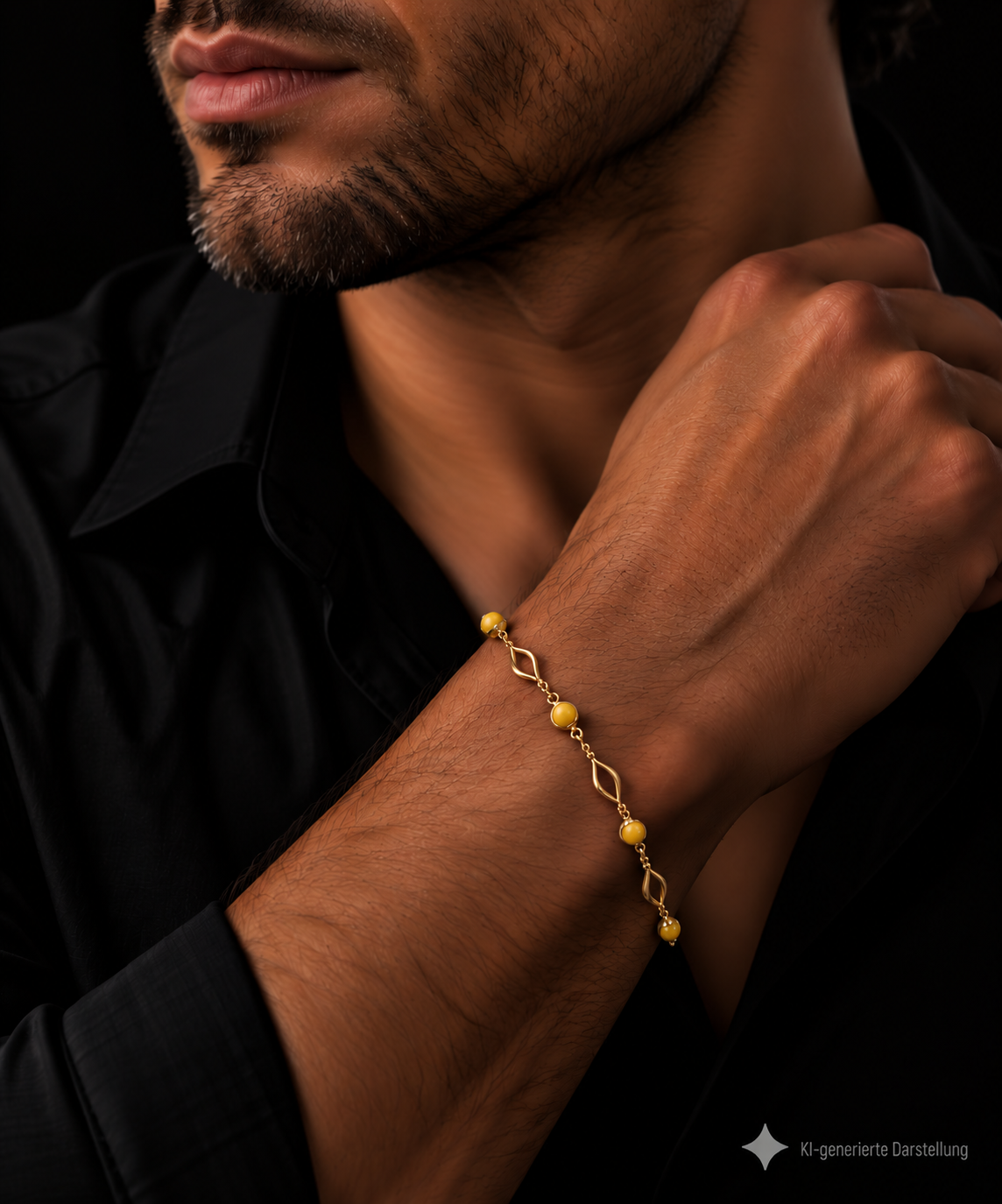 585 Gold Armband Honigglanz - Länge: 18 cm - Honigbernstein - UNIKAT - unisex