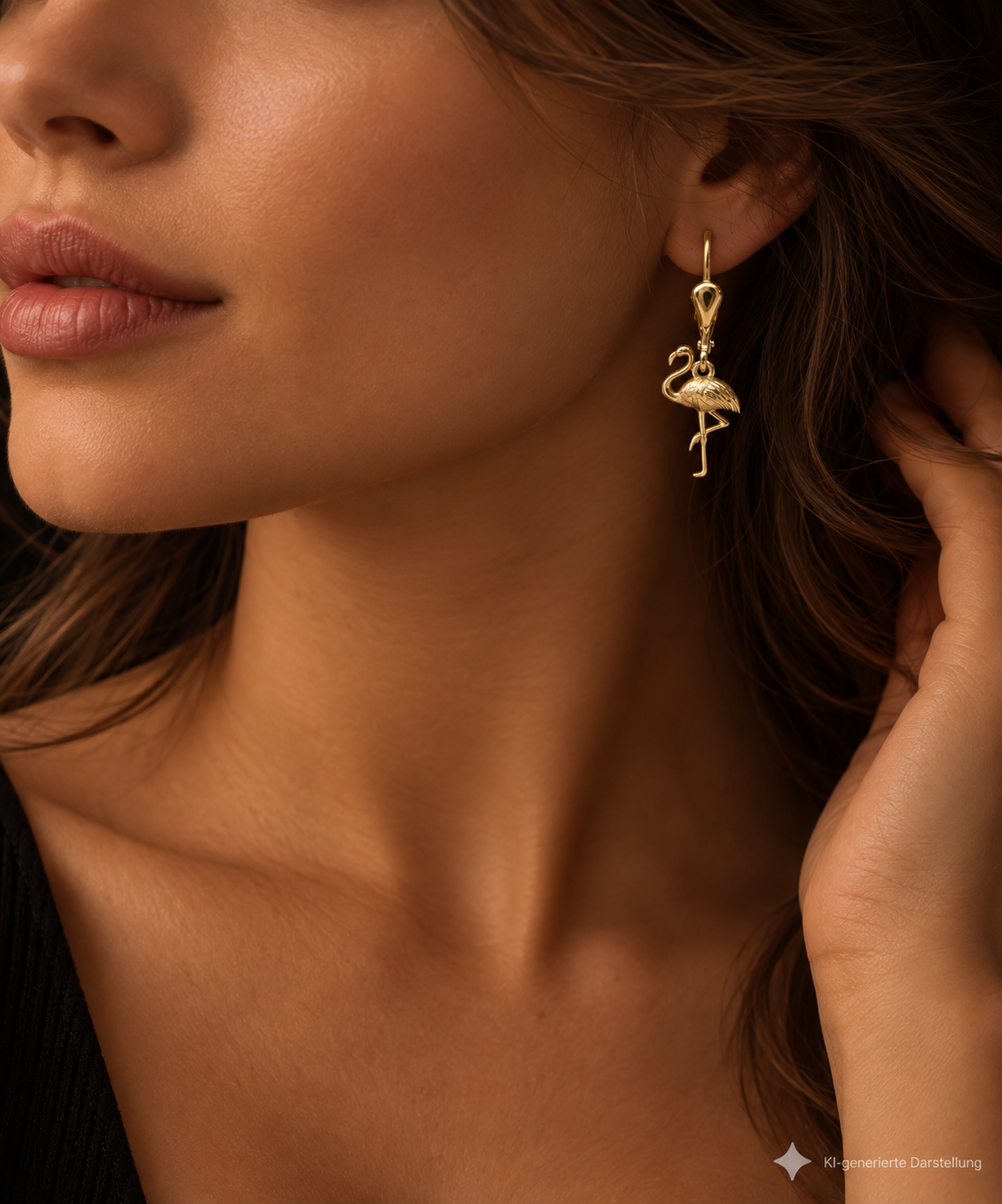 exklusive Flamingo Ohrringe 585er Gelbgold – Unikat