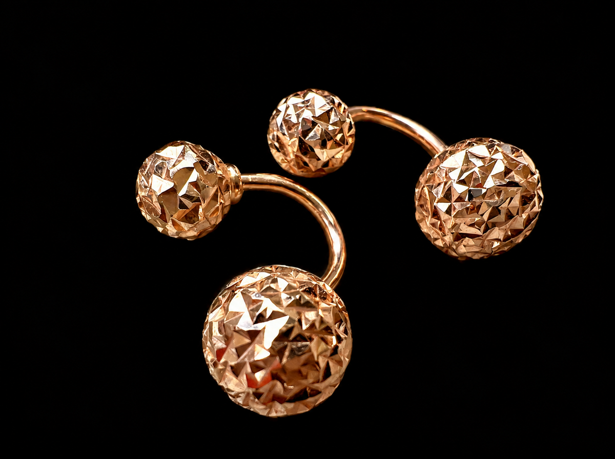 Doppelohrringe Kugeln 585er Roségold - UNIKAT