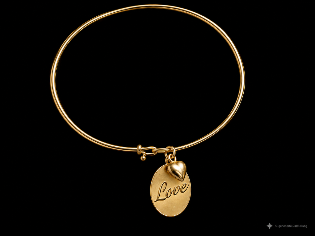 Armreif/Armspange 585er Gold - LOVE - 6x5 cm - UNIKAT