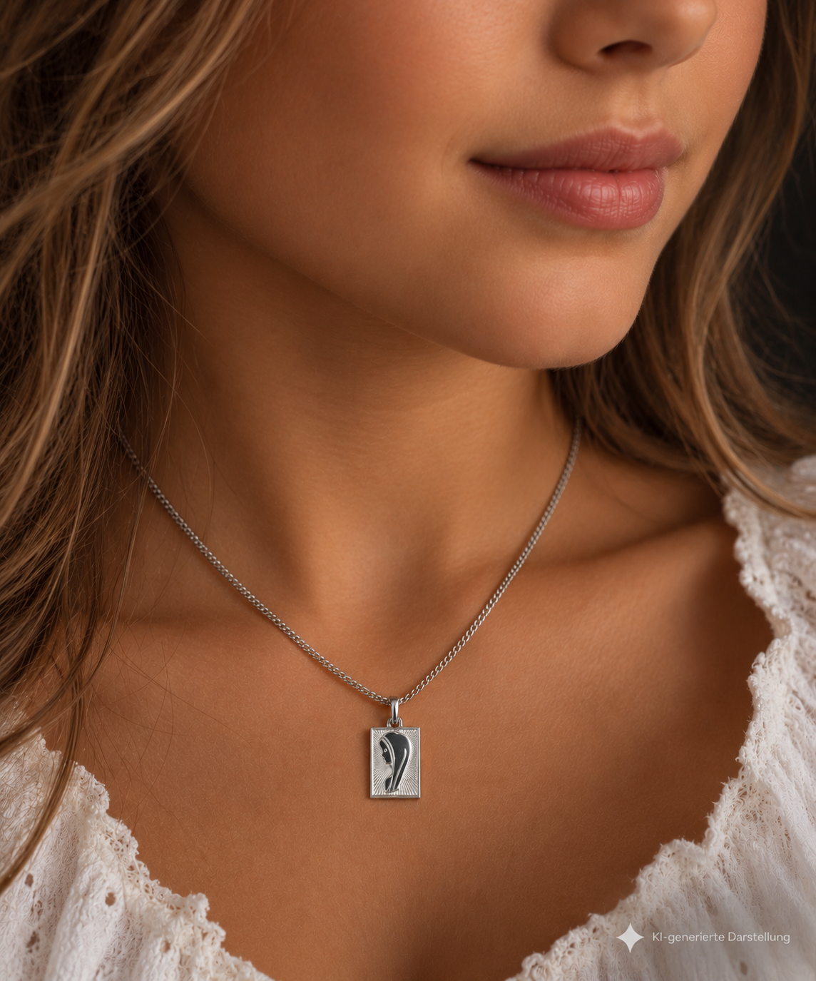 925 Sterling Silber Doppeltanhänger Madonna | Gravur | unisex
