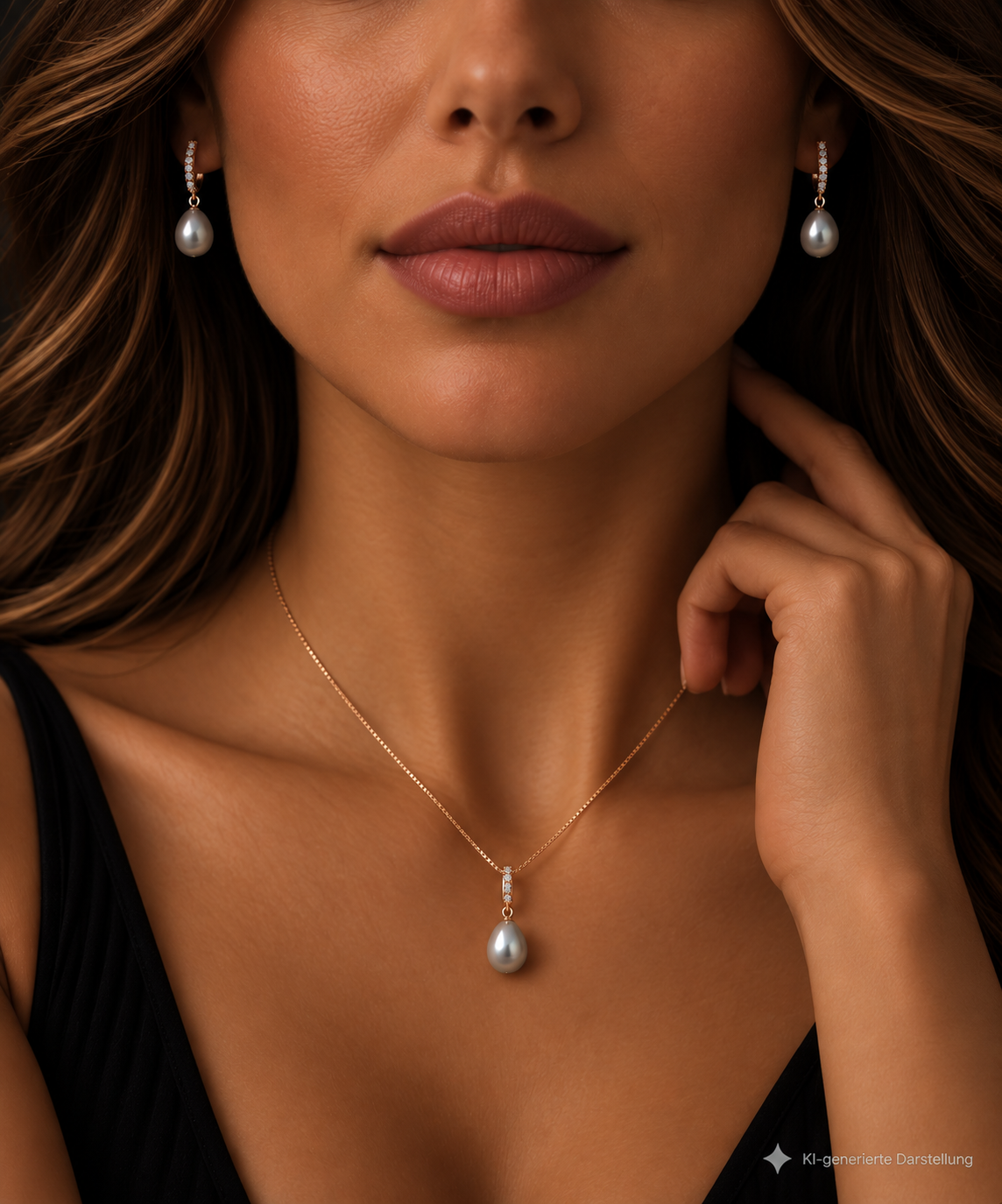 Schmuck-Set Pearls Power · 925 Sterling Silber · rosévergoldet · Unikat