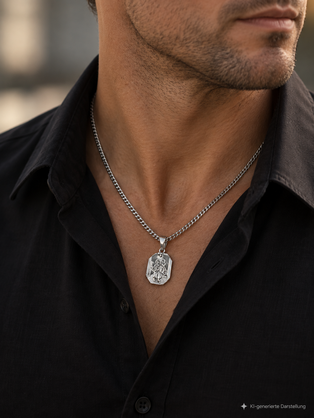 925 Sterling Silber Doppeltanhänger Schutzpatron | Gravur | unisex