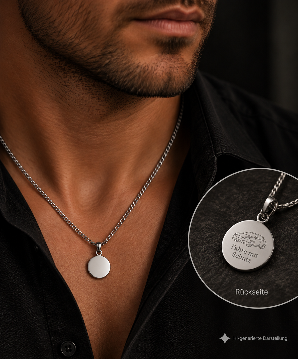 925 Sterling Silber Doppeltanhänger Schutzpatron | Gravur | unisex