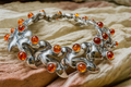 "Vintage" 925er Sterling Silber Armband - Länge: 18,5 cm - Bernstein - UNIKAT