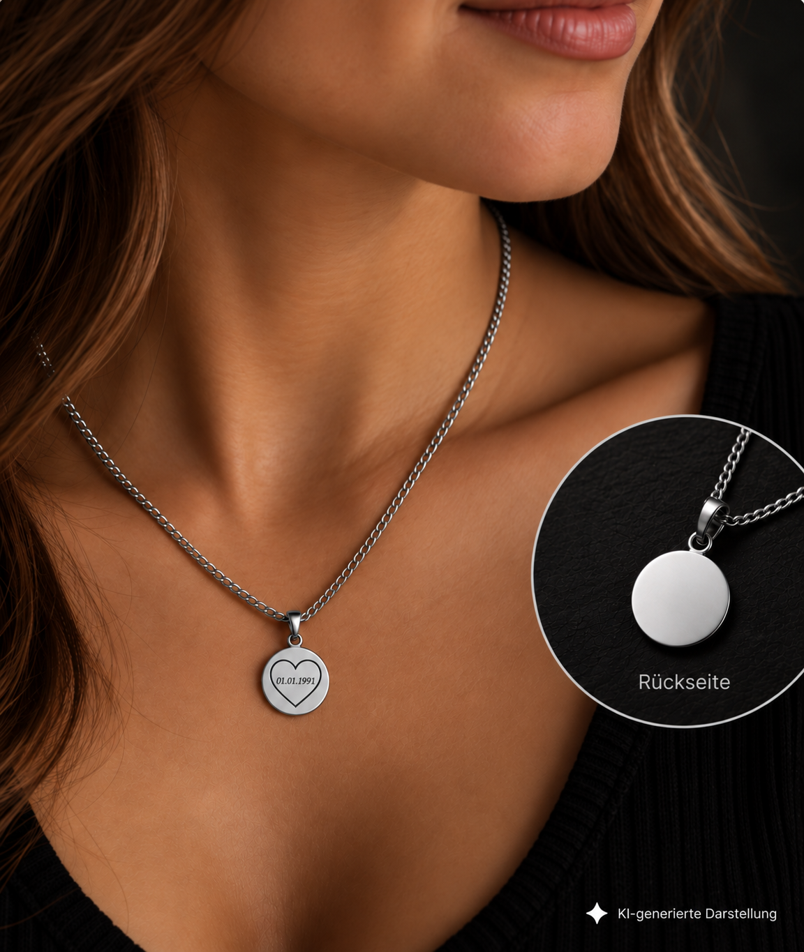925 Sterling Silber Doppeltanhänger Schutzpatron | Gravur | unisex