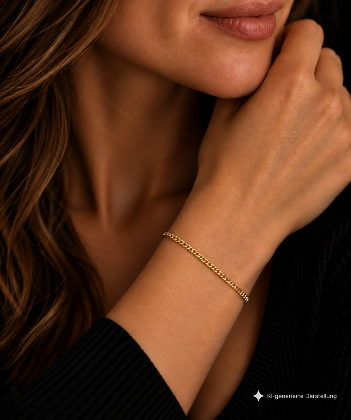 Unisex-Armband aus 585er Gold – Panzerkette glänzend - 21,5 cm - unisex