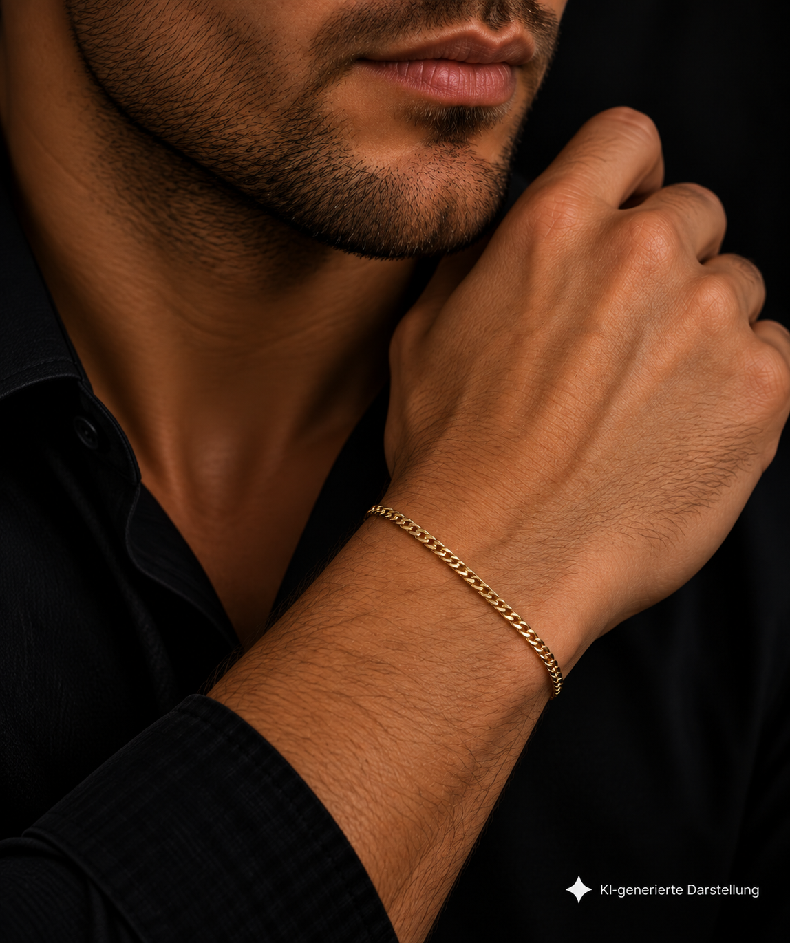 Unisex-Armband aus 585er Gold – Panzerkette glänzend - 21,5 cm - unisex