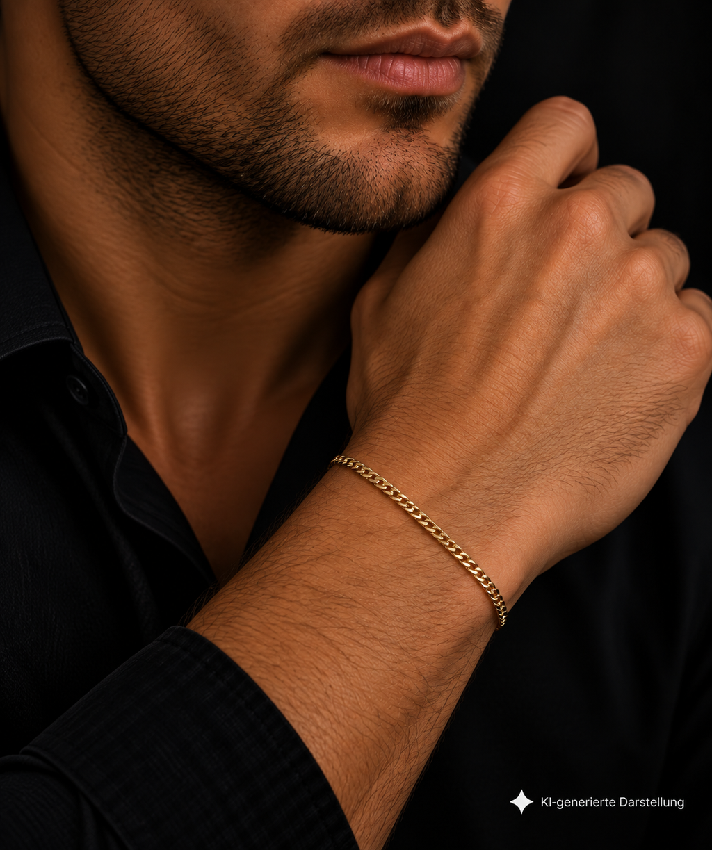 Unisex-Armband aus 585er Gold – Panzerkette glänzend - 19,5 cm - unisex