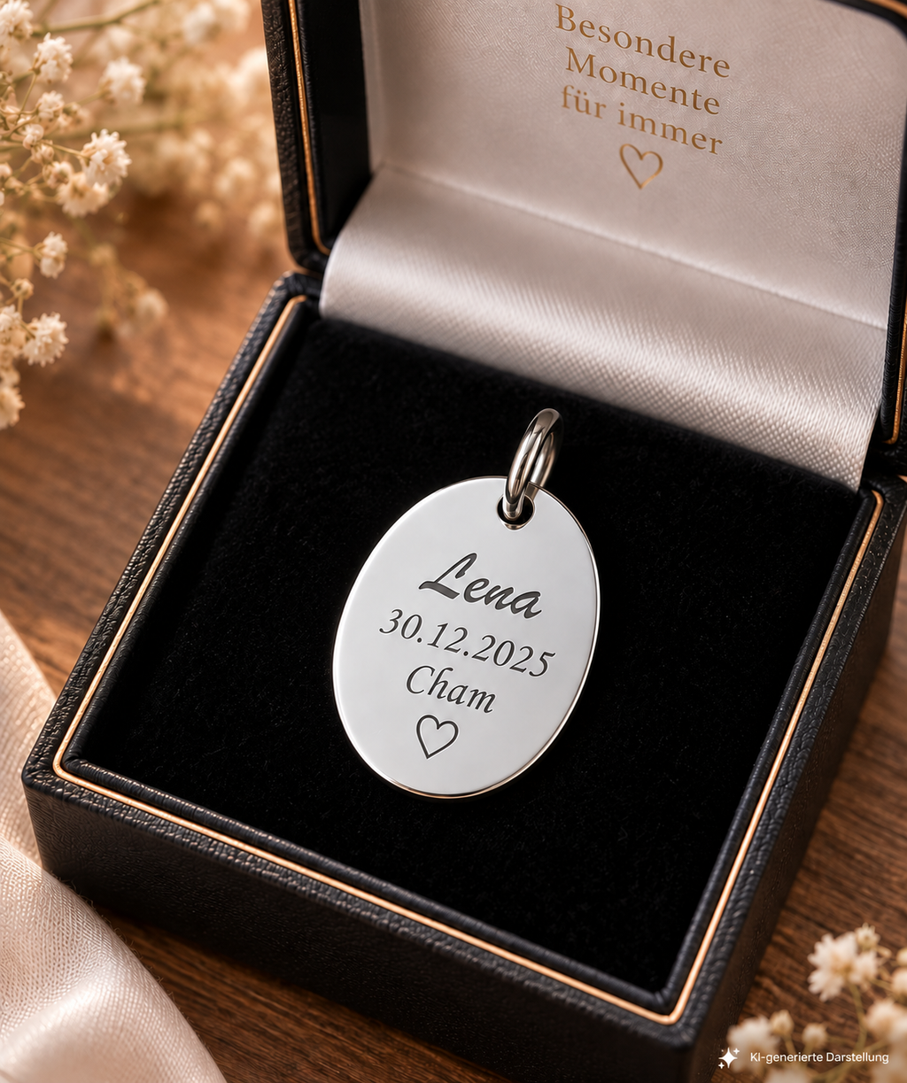925 Sterling Silber Doppeltanhänger Geburtsmoment | Gravur | unisex