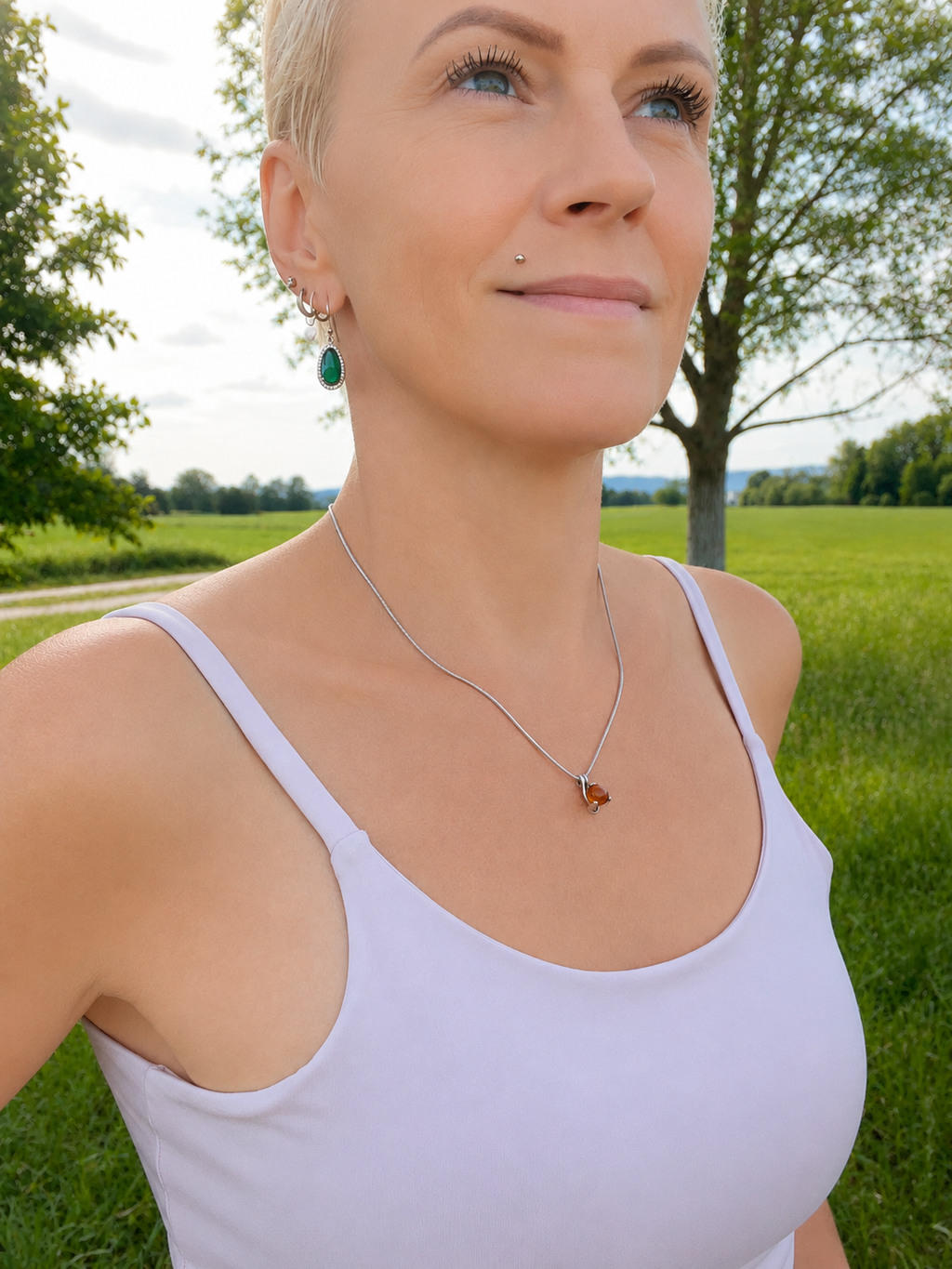 Bernstein-Kette aus 925 Sterling Silber – 45 cm