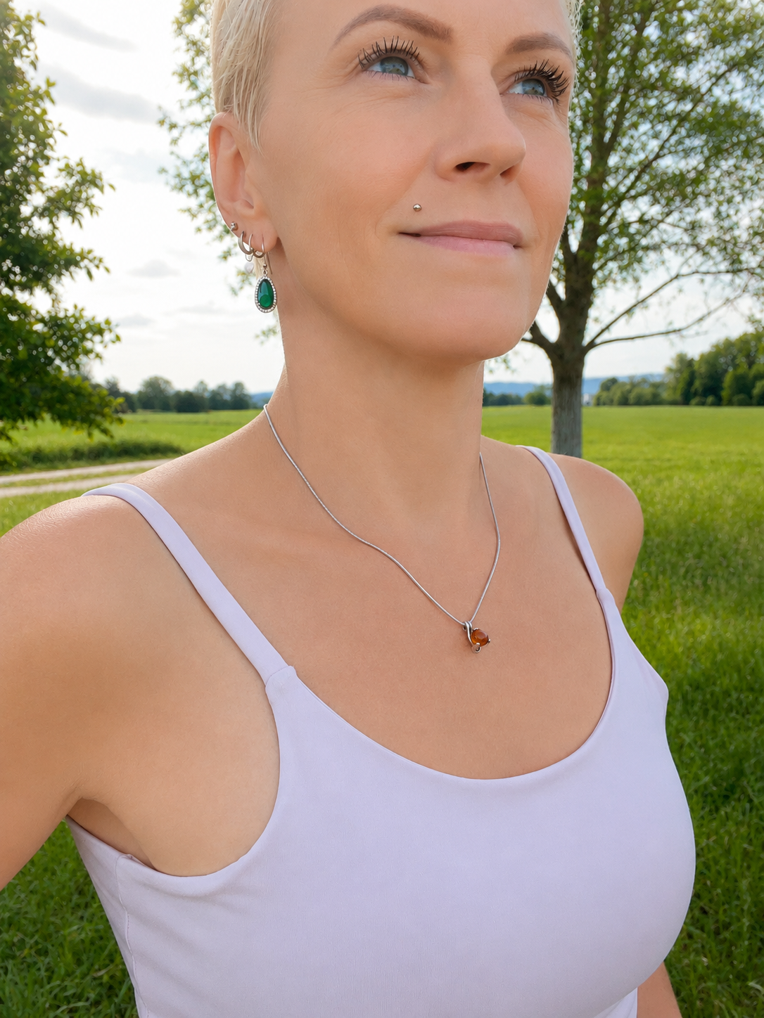 Bernstein-Kette aus 925 Sterling Silber – 45 cm