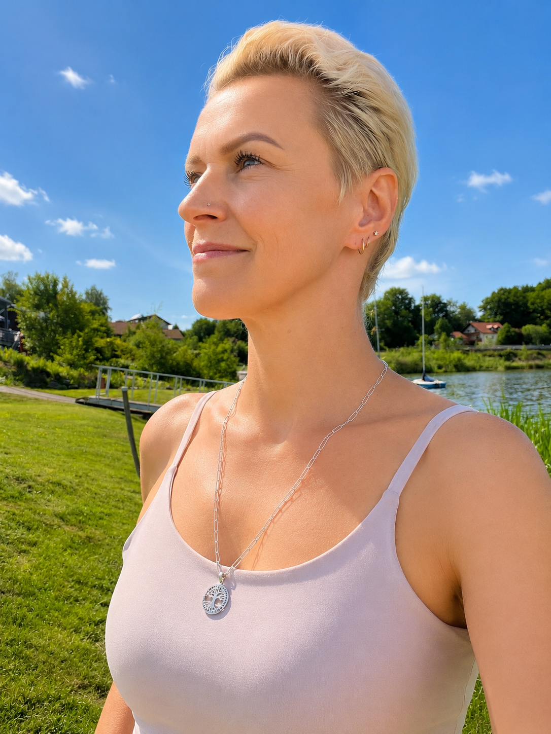 Paperclip-Kette "Lebensbaum" 925 Sterling Silber · bis 60 cm