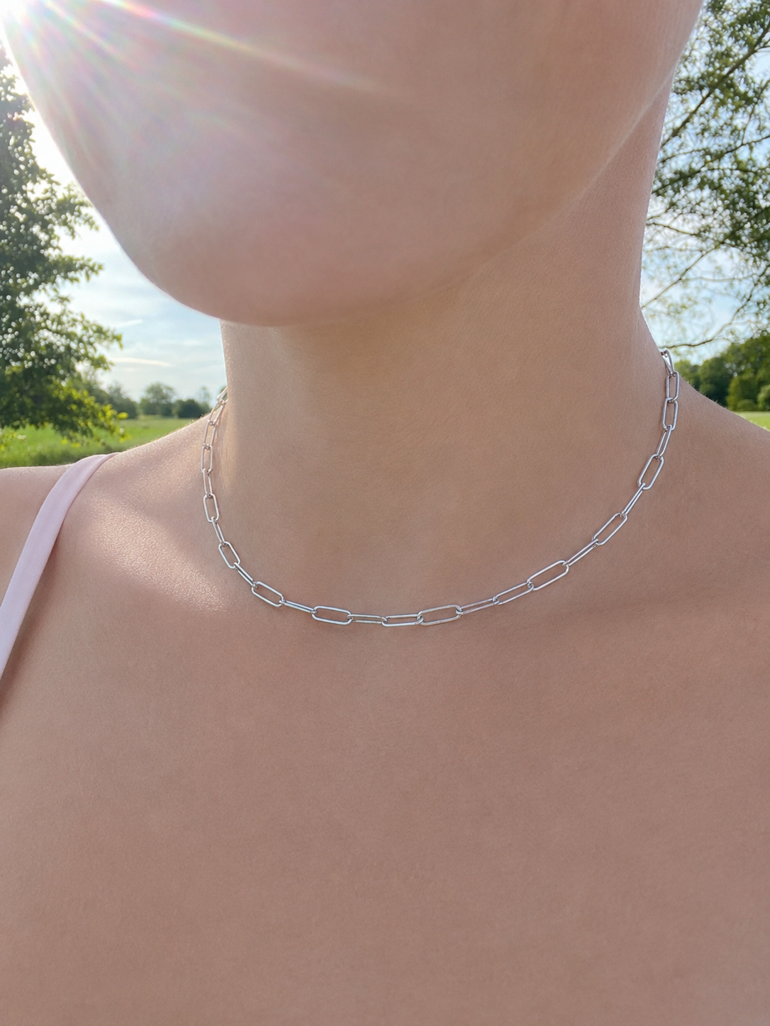 Paperclip-Kette "Verbindung" · 925 Sterling Silber · Unisex bis 38 cm