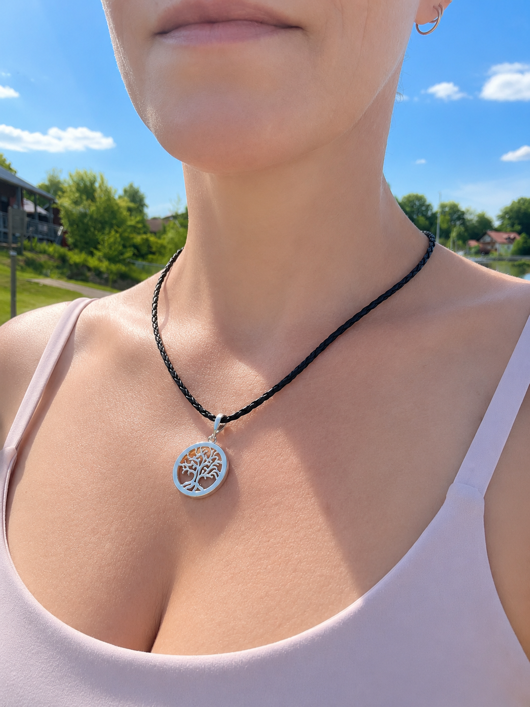 Collier "Amber Tree" · 925 Sterling Silber · Naturbernstein · 55 cm · Einzelstück