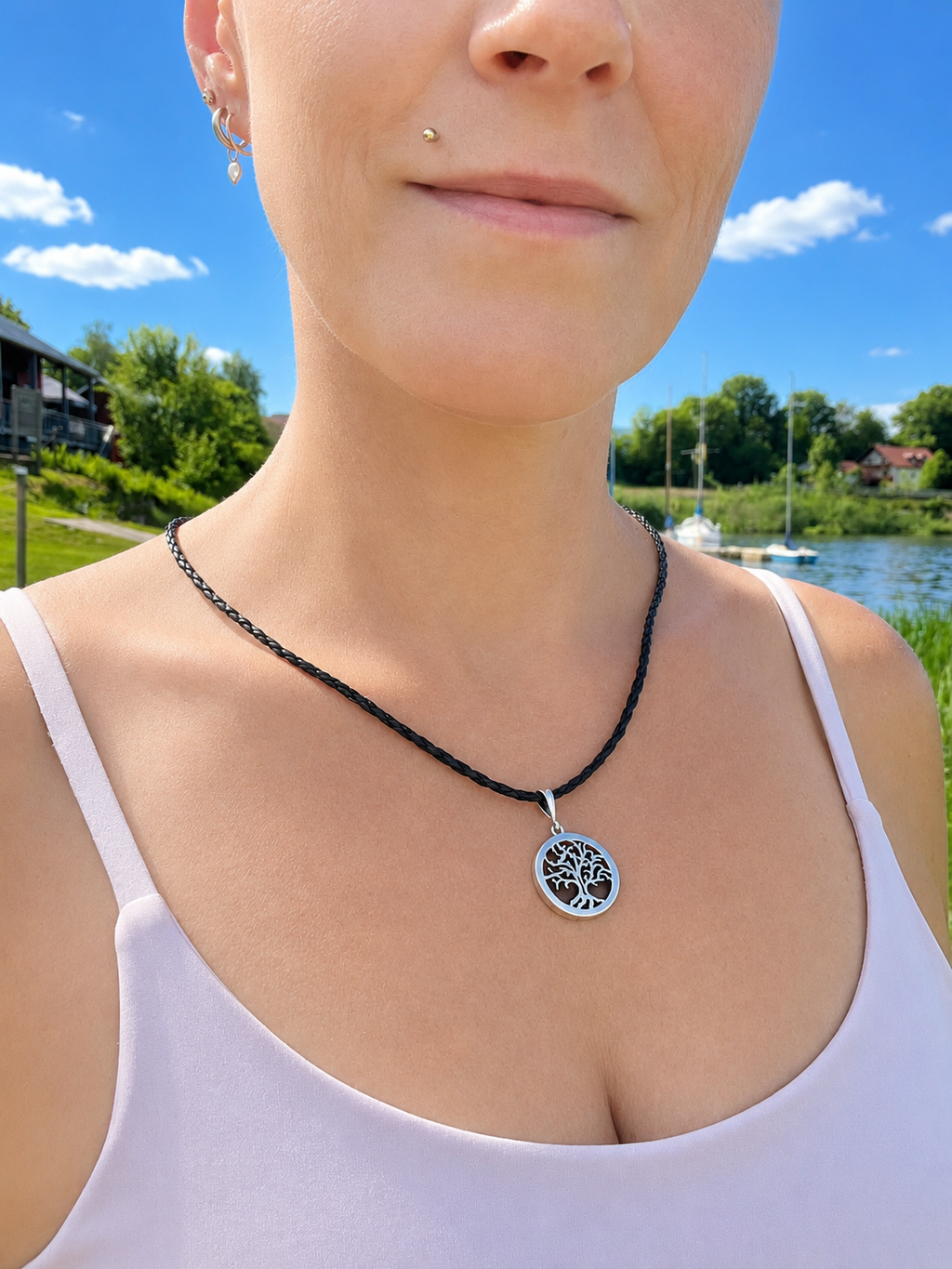 Collier "Amber Tree" · 925 Sterling Silber · Naturbernstein · 55 cm · Einzelstück