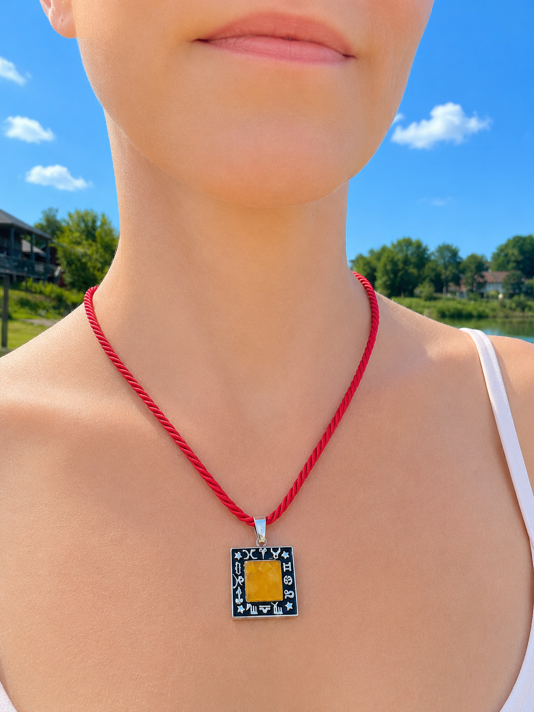 Halskette "Amber Sky" · 925 Sterling Silber · Naturbernstein · Einzelstück