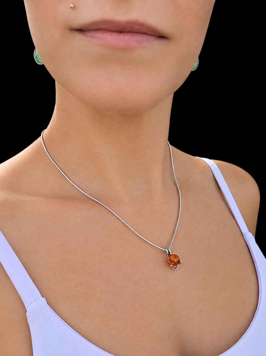 Bernstein-Kette aus 925 Sterling Silber – 45 cm