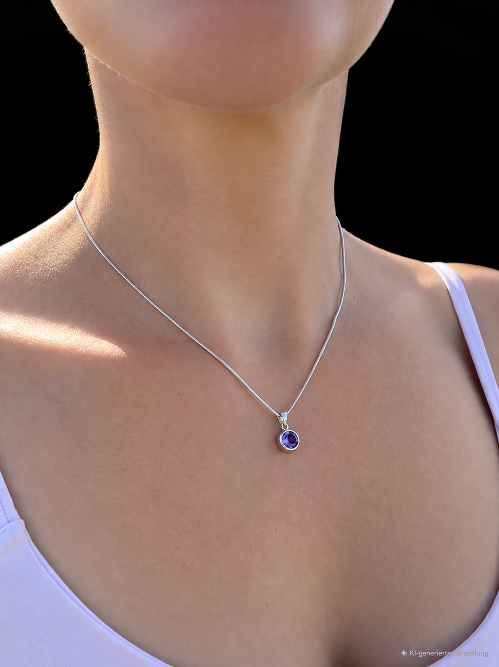 Halskette "Ruhe, Klarheit, Frische" - 925 Sterling Silber - 45 cm - Amethyst, Edeltopas weiß oder blau
