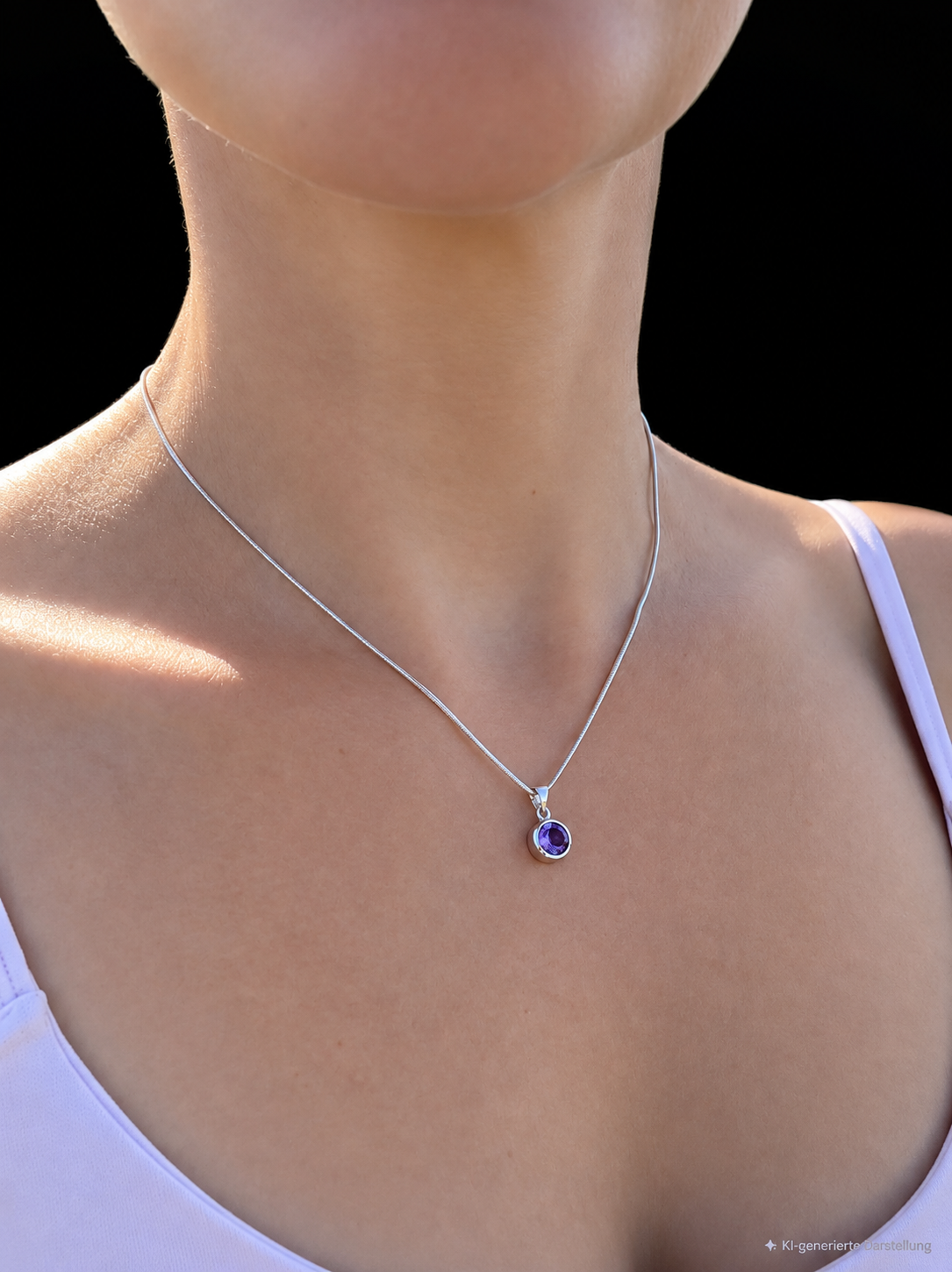 Halskette "Ruhe, Klarheit, Frische" - 925 Sterling Silber - 45 cm - Amethyst, Edeltopas weiß oder blau