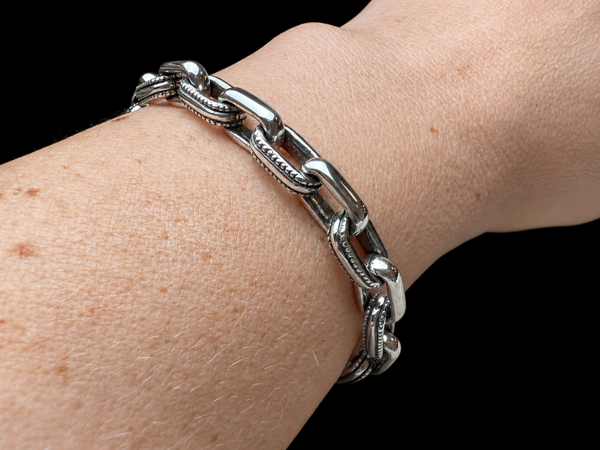 massives Armband "Man-Power" - 925 Sterling Silber - bis 21 cm