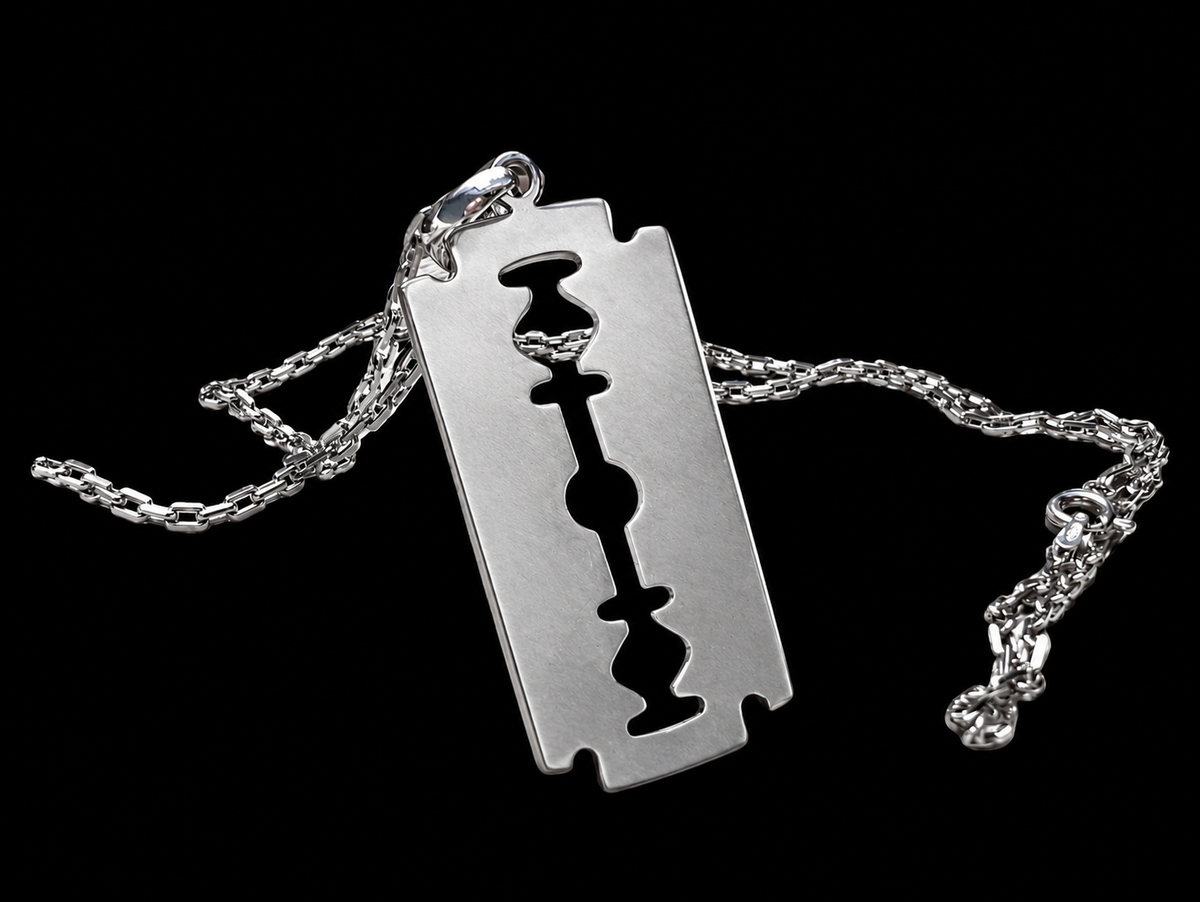 Massive Ankerkette mit Rasierklinge - 925er Sterling Silber – 55 cm | 2 mm