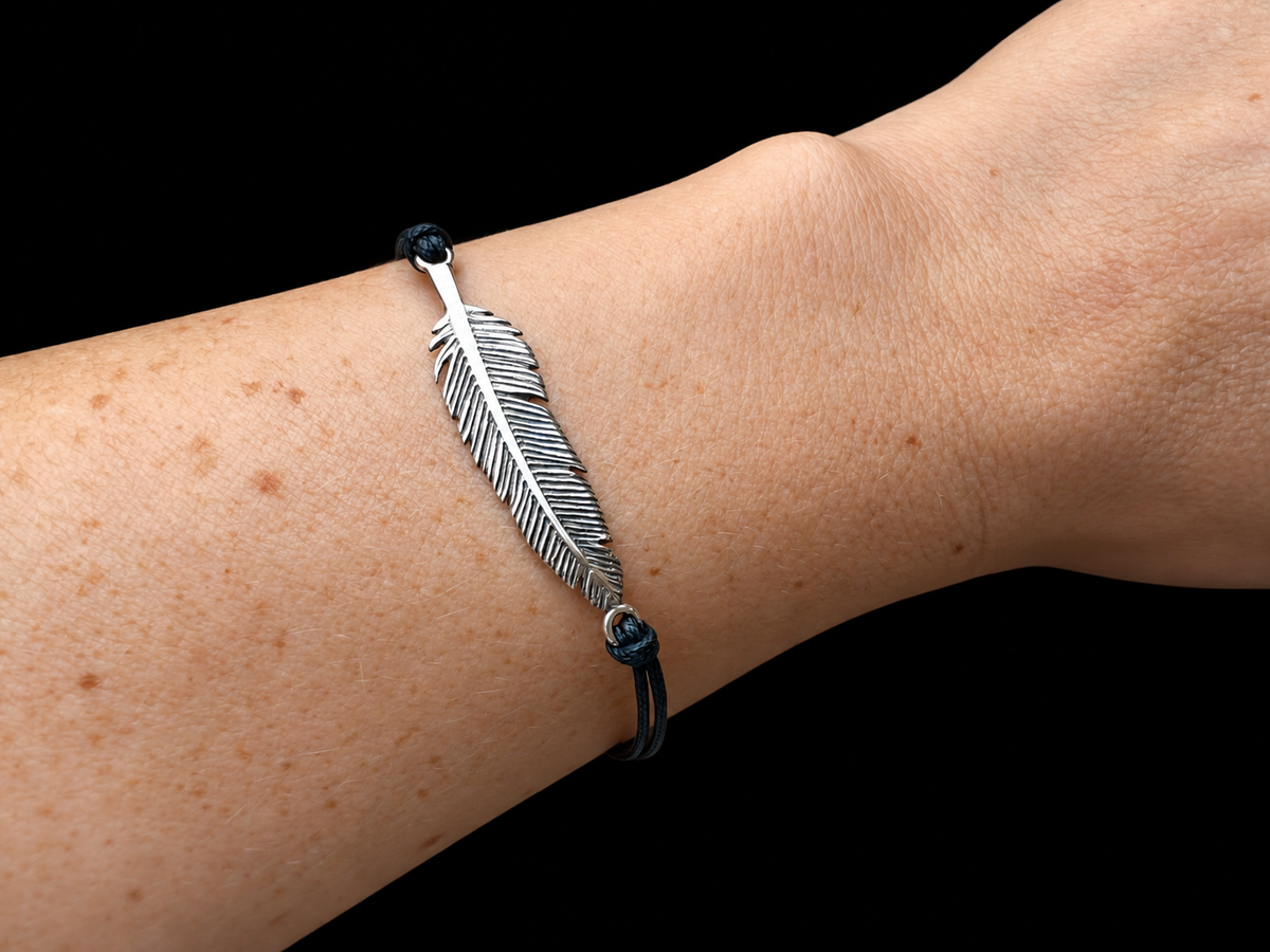 "NEW WAY" Armband - 925 Sterling Silber - Baumwollschnur - bis 20 cm - unisex