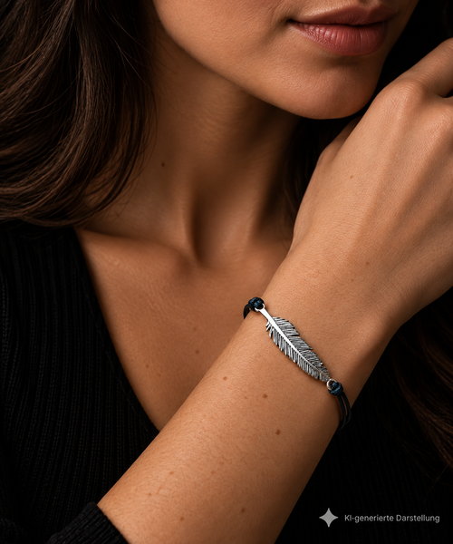 "NEW WAY" Armband - 925 Sterling Silber - Baumwollschnur - bis 20 cm - unisex
