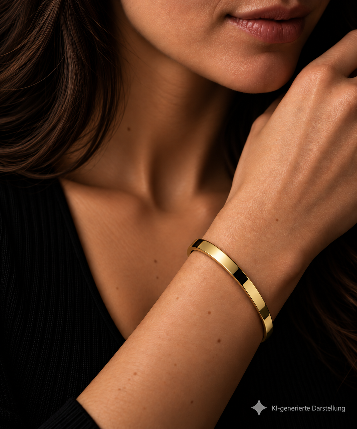 Goldene Eleganz · 585 Gold Armreif / Armspange · massiv · Gelbgold · 14 Karat