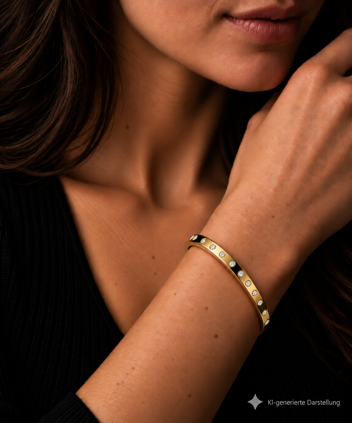 Goldene Eleganz · 585 Gold Armreif / Armspange · massiv · Gelbgold · 14 Karat