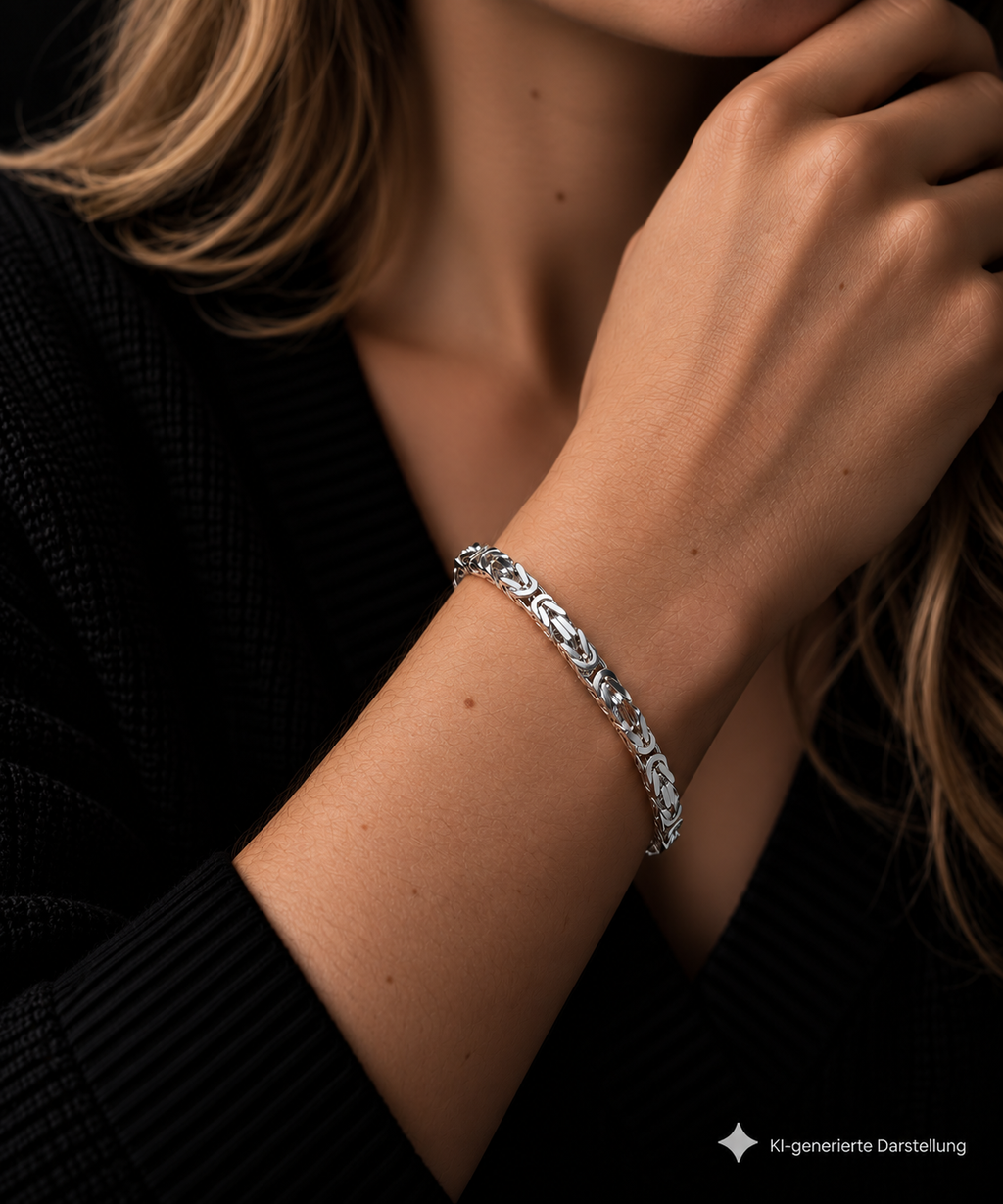 massives Armband "Königskette" - 925 Sterling Silber - 19,5 - 22 cm