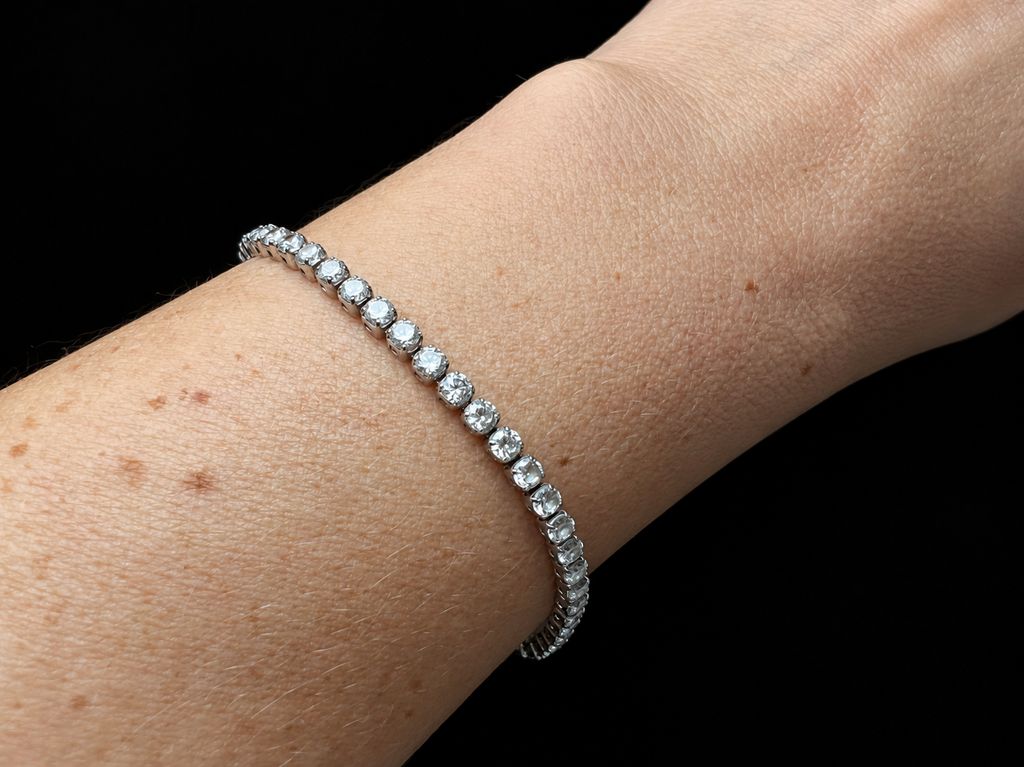 "Tennis" Armband - 925er Sterling Silber - bunte Zirkonia - ab 16 cm