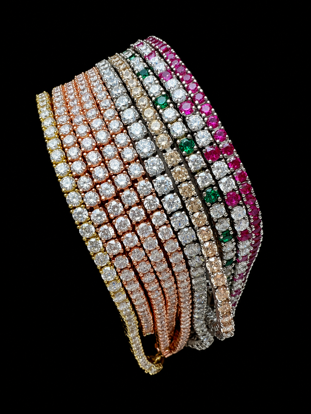 "Tennis" Armband - 925er Sterling Silber - bunte Zirkonia - ab 16 cm