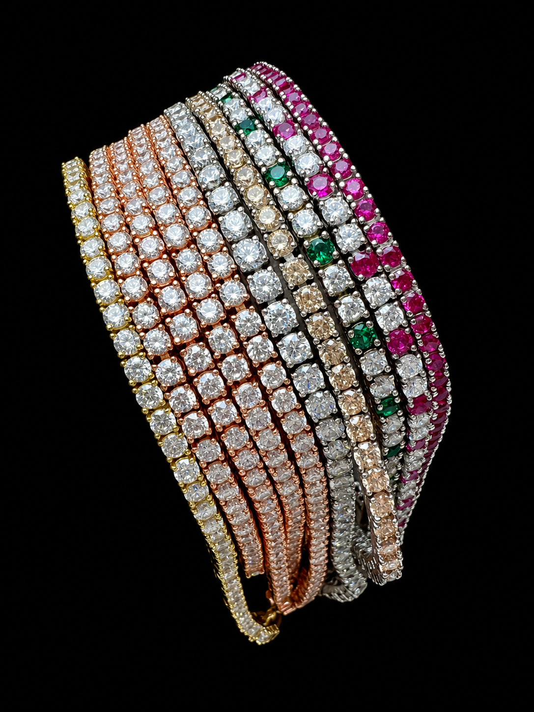 "Tennis" Armband - 925er Sterling Silber - bunte Zirkonia - ab 16 cm