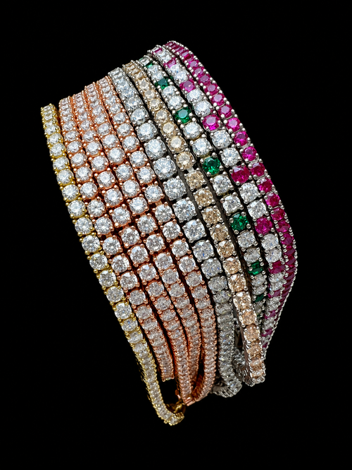 "Tennis" Armband - 925er Sterling Silber - bunte Zirkonia - ab 16 cm
