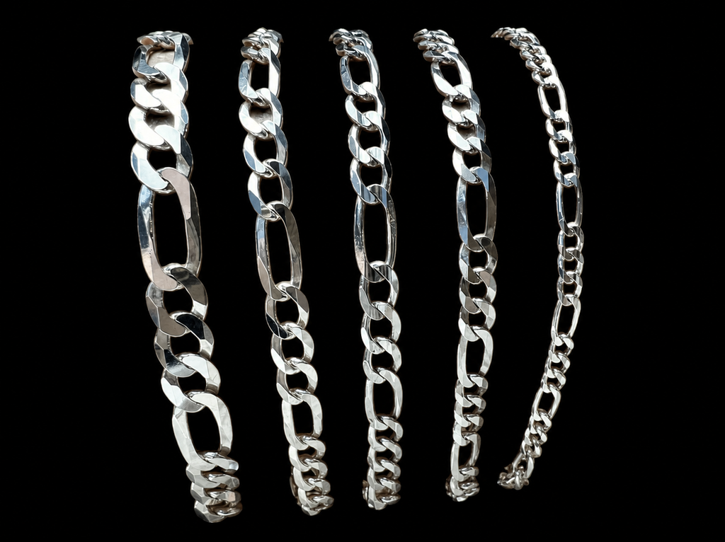 Massive Figarokette aus 925er Sterling Silber – 45-70 cm | 3-6 mm