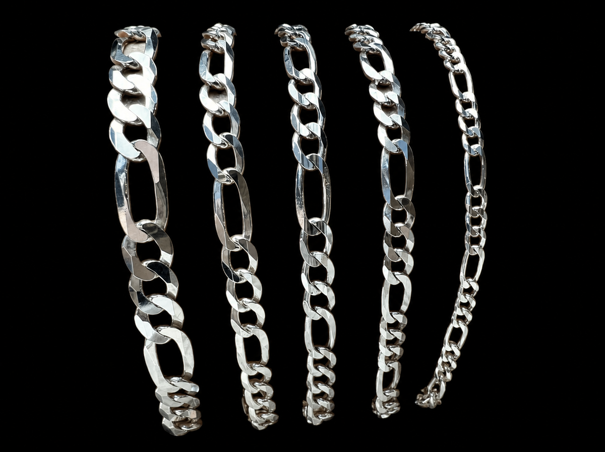 Massive Figarokette aus 925er Sterling Silber – 45-70 cm | 3-6 mm