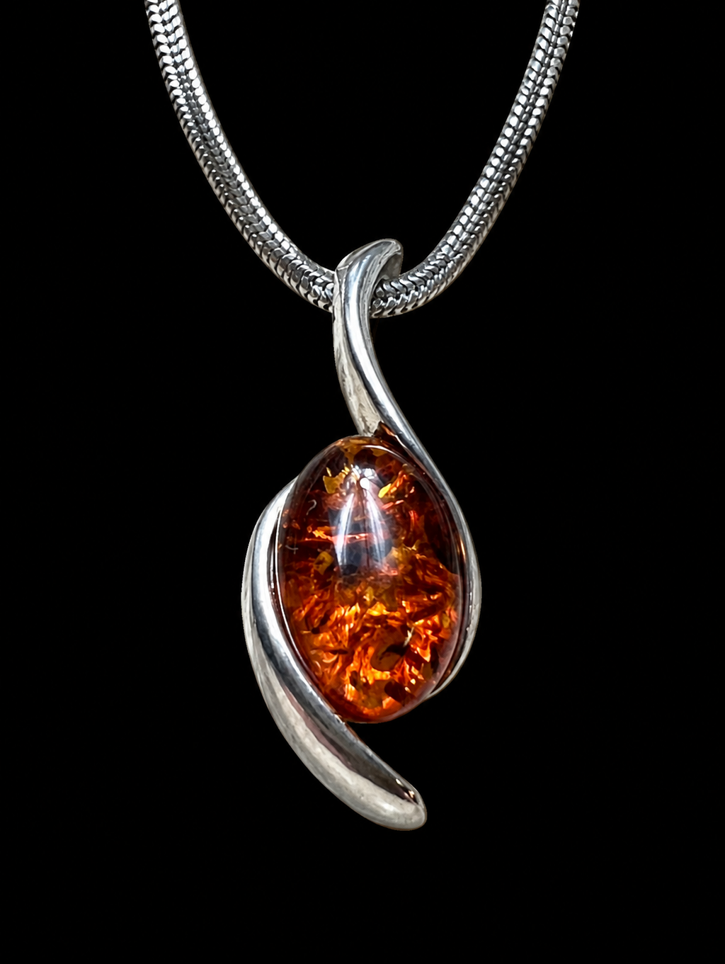 Bernstein-Kette aus 925 Sterling Silber – 45 cm - Modern - Unikat