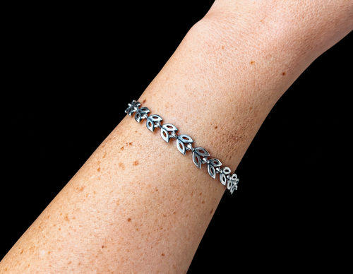"Blatt" Armband / Armkette 925er Sterling Silber - geschwärzt - Länge: 18,5 cm