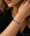 "Blatt" Armband / Armkette 925er Sterling Silber - geschwärzt - Länge: 18,5 cm