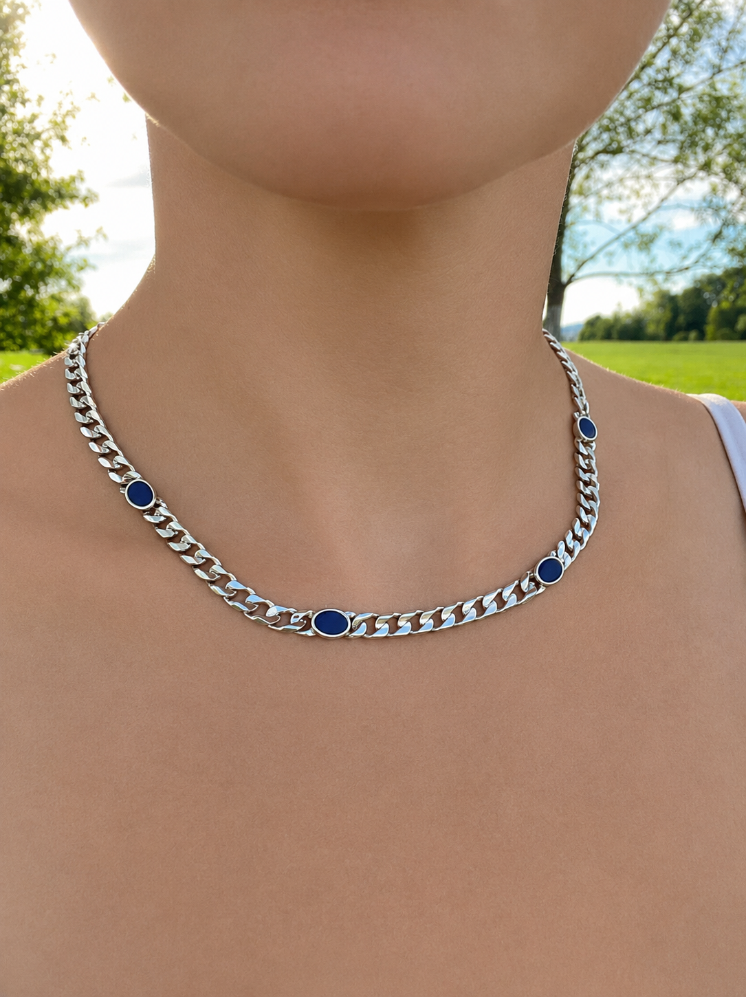 Collier "Sternennacht" · 925 Sterling Silber · Lapislazuli · Unikat