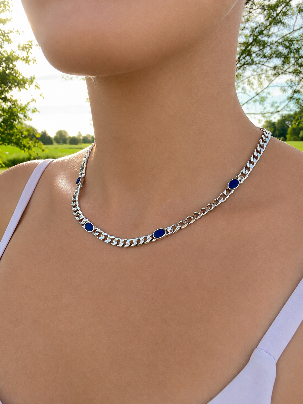 Collier "Sternennacht" · 925 Sterling Silber · Lapislazuli · Unikat