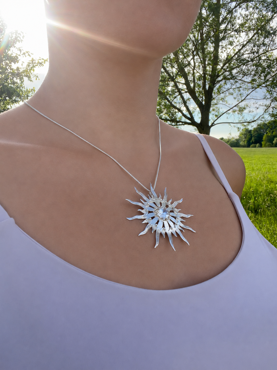 Anhänger "Sonnenfeuer" · 925 Sterling Silber · Zirkonia