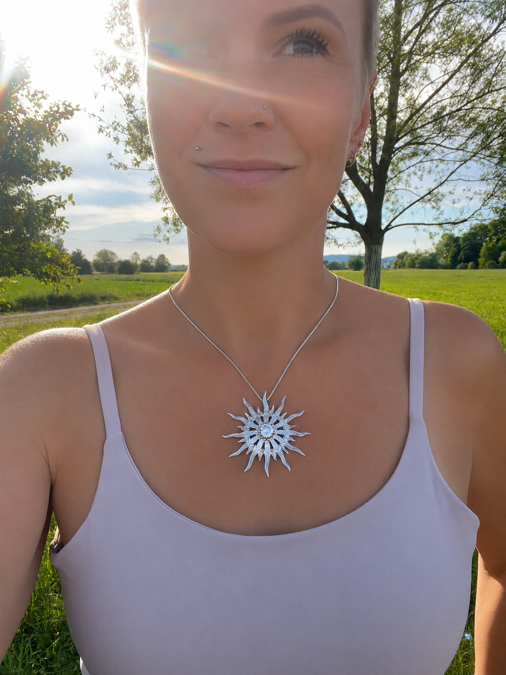 Anhänger "Sonnenfeuer" · 925 Sterling Silber · Zirkonia