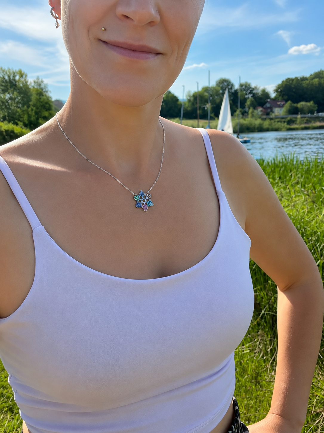 Collier "Nichts geschieht ohne Grund" - 925 Sterling Silber - 40 bis 43 cm - bunte Zirkonia