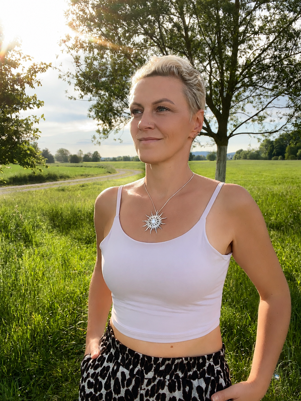 Anhänger "Sonnenfeuer" · 925 Sterling Silber · Zirkonia